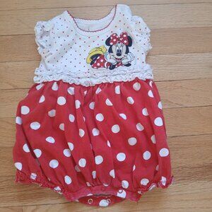 Disney Parks Red and White Polka Dot Minnie Mouse Onesie - Size 12 months